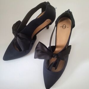 Joey-O Navy Bliss Pin Striped Heels with Bow Detail